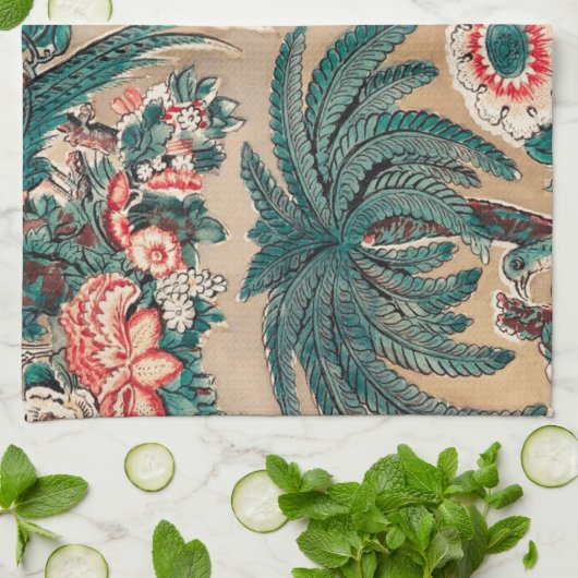 ヴィンテージチンツフローラ熱帯パターン キッチンタオル (折り畳み)