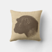 ヴィンテージチンパンジーイラストレーションオンバーラップ クッション (裏面)