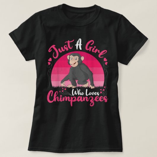 ヴィンテージチンパンジー恋人ち愛する女の子 Tシャツ (デザイン正面)