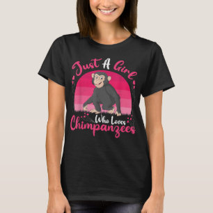 ヴィンテージチンパンジー恋人ち愛する女の子 Tシャツ