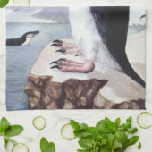 ヴィンテージチンラップペンギン、南極の鳥 キッチンタオル (折り畳み)