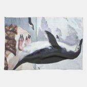 ヴィンテージチンラップペンギン、南極の鳥 キッチンタオル (横)