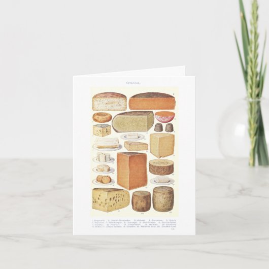 ヴィンテージチーズイラストレーションノートカード サンキューカード (正面)