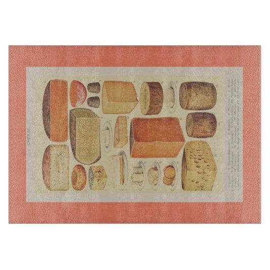 ヴィンテージチーズチャートイラストレーションチーズメニュー カッティングボード (正面)