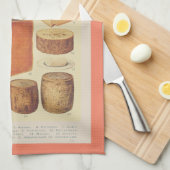 ヴィンテージチーズチャートイラストレーションチーズメニュー キッチンタオル (四つ折り)