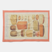 ヴィンテージチーズチャートイラストレーションチーズメニュー キッチンタオル (横)