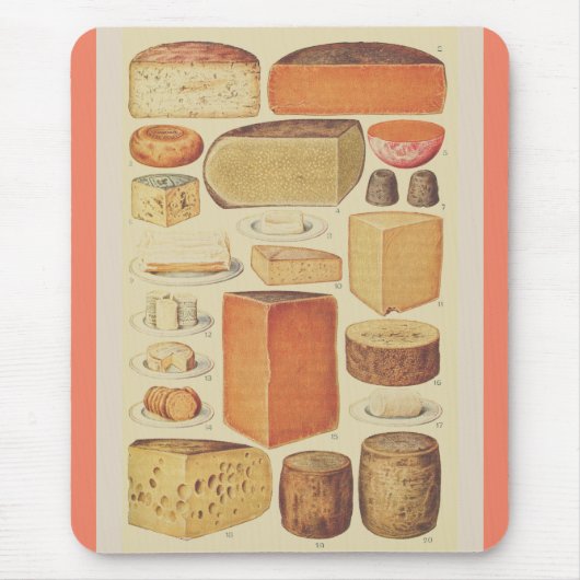 ヴィンテージチーズチャートイラストレーションチーズメニュー マウスパッド (正面)