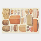 ヴィンテージチーズチャートイラストレーションチーズメニュー ラッピングペーパーシート (正面2)