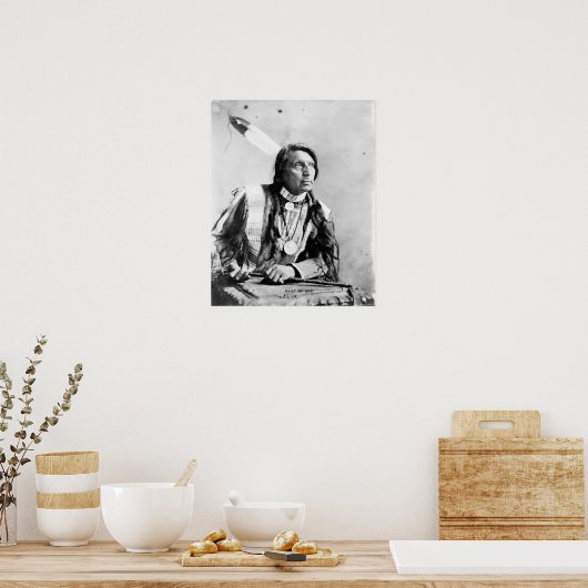 ヴィンテージチーフレッドシャツ先住民アメリカ写真 ポスター (キッチン)