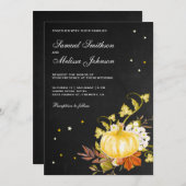 ヴィンテージチ素朴ャルクボード秋カボ結婚プキンズ 招待状 (正面/裏面)