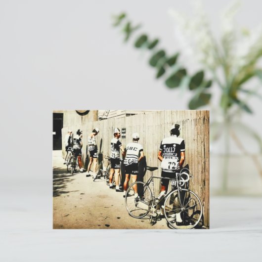 ヴィンテージツアードフランスサイクリストの1970年代のストップピーク ポストカード (スタンド正面)