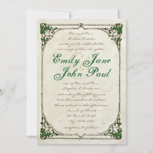 ヴィンテージツイアイビーフレーム結婚式招待状 招待状 (正面)