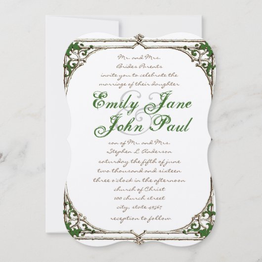 ヴィンテージツイアイビーフレーム結婚式招待状 招待状 (正面)