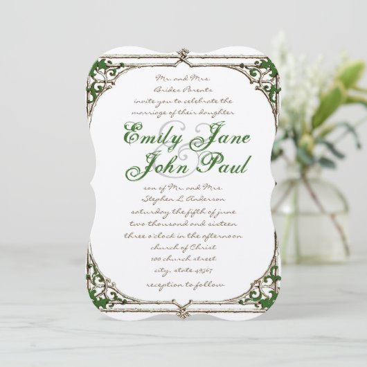 ヴィンテージツイアイビーフレーム結婚式招待状 招待状 (スタンド正面)