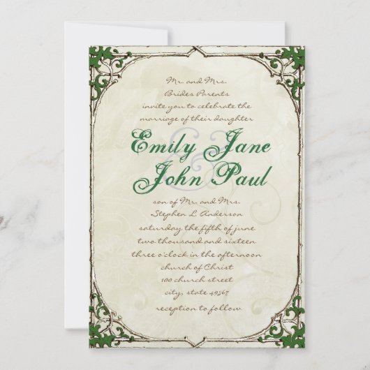 ヴィンテージツイアイビーフレーム結婚式招待状 招待状 (正面)