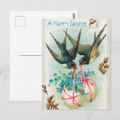 ヴィンテージツバメのカップルとフローライースターエッグ ポストカード (正面/裏面)