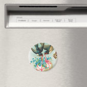 ヴィンテージツバメのカップルとフローライースターエッグ マグネット (インサイチュ (食洗機))