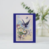 ヴィンテージツバメプリントはがき ポストカード (スタンド正面)