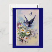 ヴィンテージツバメプリントはがき ポストカード (正面/裏面)