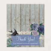 ヴィンテージツバードバードコバルトシャビーサンキューカード (外部フラット)