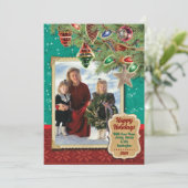 ヴィンテージツリーのクリスマスフォトカード 招待状 (スタンド正面)