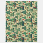 ヴィンテージツリーのクリスマスラッピング紙H1004 フリースブランケット (正面)