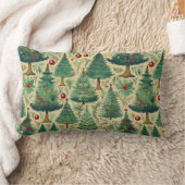 ヴィンテージツリーのクリスマス ランバークッション (ブランケット)