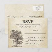 ヴィンテージツリーの古いRSVPポストカード インビテーションポストカード (正面/裏面)