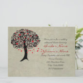 ヴィンテージツリーの赤いハート結婚式招待状 招待状 (スタンド正面)
