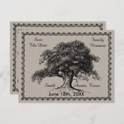 ヴィンテージツリーアウトドア素朴ファミリ懇親会 案内ポストカード (正面/裏面)