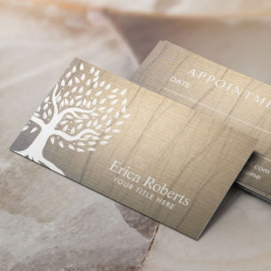 ヴィンテージツリーエレガントリネンテクスチャアポイントメント 予約カード