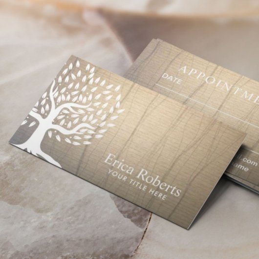 ヴィンテージツリーエレガントリネンテクスチャアポイントメント 予約カード