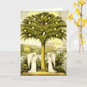 ヴィンテージツリーオブライフクリスチャンイラストレーション1892 カード (黄色い花)