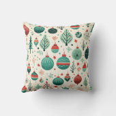 ヴィンテージツリーオーナメントパターンレトロクリスマス クッション (裏面)