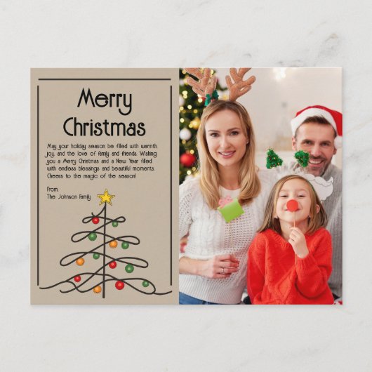 ヴィンテージツリーチャーム:メリークリスマスフォト シーズンポストカード (正面)