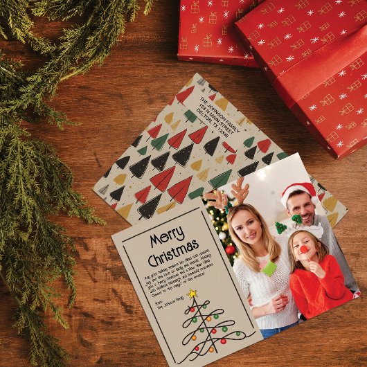 ヴィンテージツリーチャーム：メリークリスマスフォト シーズンポストカード
