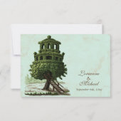 ヴィンテージツリーハウスおもしろいアンティークパーチメント結婚ズ 出欠カード (裏面)