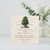 ヴィンテージツリーハウスおもしろいアンティークパーチメント結婚ズ 招待状 (スタンド正面)