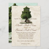 ヴィンテージツリーハウスおもしろいアンティークパーチメント結婚ズ 招待状 (正面/裏面)