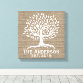 ヴィンテージツリーファミリー確立されたファミリーネームバーラップ キャンバスプリント (インサイチュ (ウッドフロア))