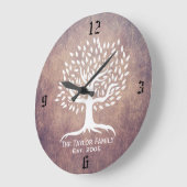 ヴィンテージツリーファミリ確立されたファミリ名グランジ ラージ壁時計 (傾斜)