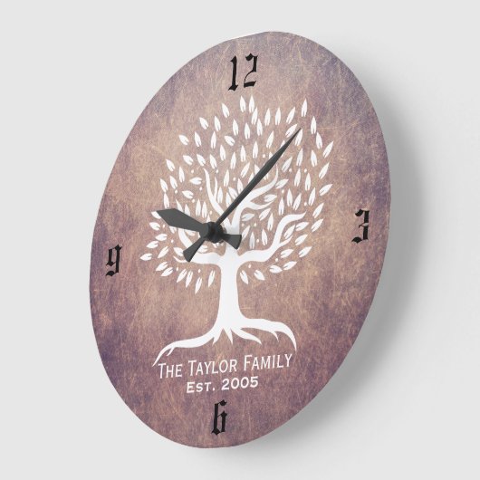 ヴィンテージツリーファミリ確立されたファミリ名グランジ ラージ壁時計 (傾斜)