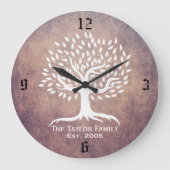 ヴィンテージツリーファミリ確立されたファミリ名グランジ ラージ壁時計 (正面)