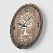 ヴィンテージツリーファミリ確立されたファミリ名素朴 ラージ壁時計 (傾斜)