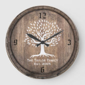 ヴィンテージツリーファミリ確立されたファミリ名素朴 ラージ壁時計 (正面)