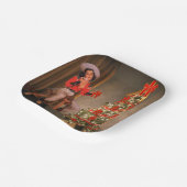 ヴィンテージツリー付きサドル上女性のカーボーイ ペーパープレート (傾斜あり)