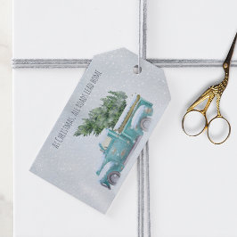 ヴィンテージツリー付きブルートラック ギフトタグ