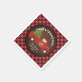 ヴィンテージツリー付きレッドトラック スタンダードカクテルナプキン (角)