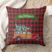 ヴィンテージツリー付き赤い木製パネルトラック クッション (ブランケット)