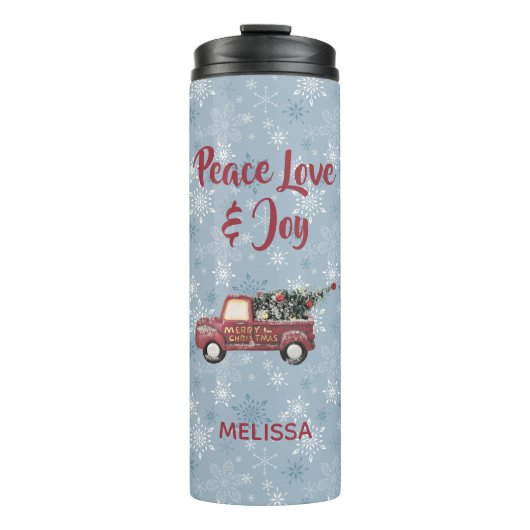 ヴィンテージツリー付き赤おもちゃのトラック タンブラー (正面)